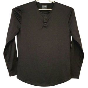 Cuts Henley Shirt Mens Size XL Black Pyca Pro Curve Hem Long Sleeve